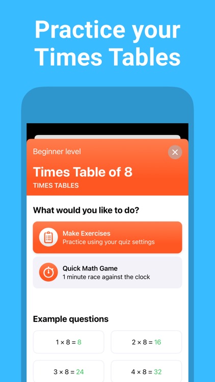 Mental Math App & Times Tables