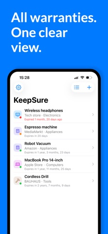 KeepSure: Warranty Tracker iPhone screenshot