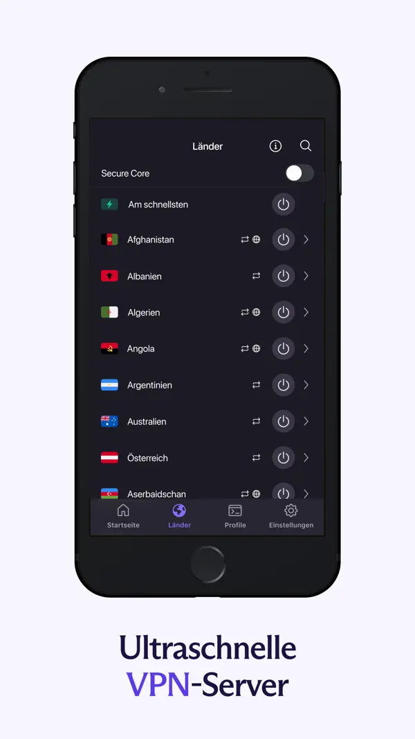 Proton VPN: Fast & Secure iPhone App Screenshot 3 – Dienstprogramme