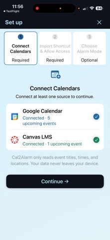 Cal2Alarm: Alarm from Calendar iPhone screenshot