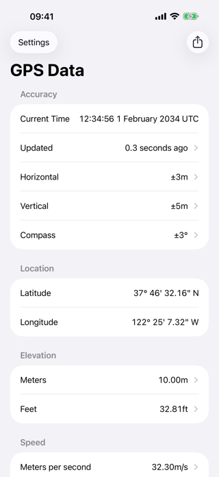 GPS Data – Coordinates & Speed Screenshot 1 of 3