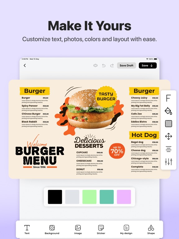 Menu Maker, Online - Designer iPad screenshot 2