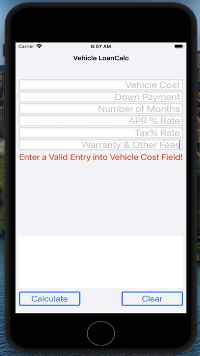 Vehicle LoanCalc Screenshot