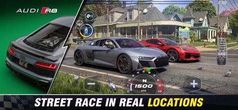 Racing Kingdom - Take to the streets in high-performance vehicles like the Audi R8, racing through realistic suburban locations, with the in-game RPM gauge offering critical performance data.