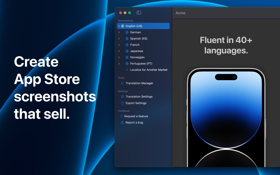 #1. App Store Screenshot Dev (macOS) Przez: 2001 Ventures AS