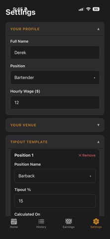 TipTrackr: FoH Tip Tracking screenshot