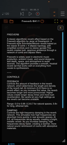 Callback Freeverb screenshot