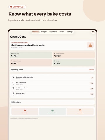 CrumbCost: Recipe Costing iPad screenshot