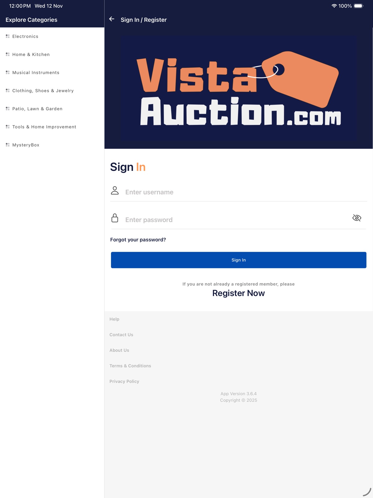 Legacy Vista Auction ipad screenshot 1