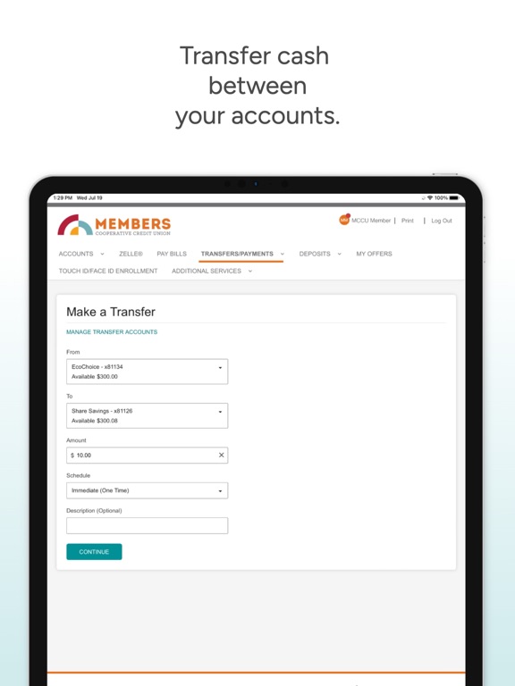 MCCU-Mobile iPad screenshot 4 - Finance app