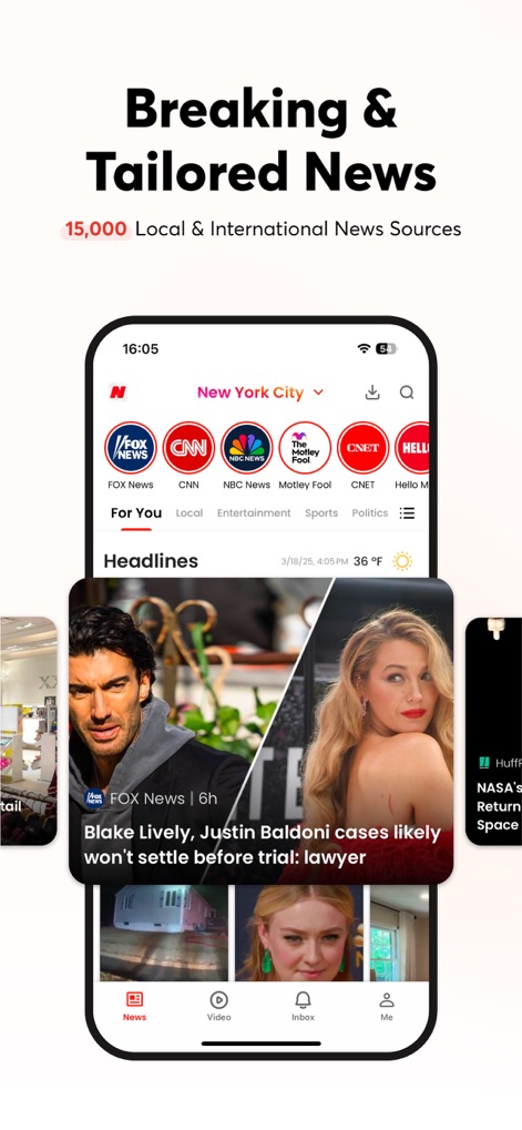 Opera News: Breaking & Local - See how the app aggregates "15,000 Local & International News Sources" and presents them in a "For You" tab for personalized content.