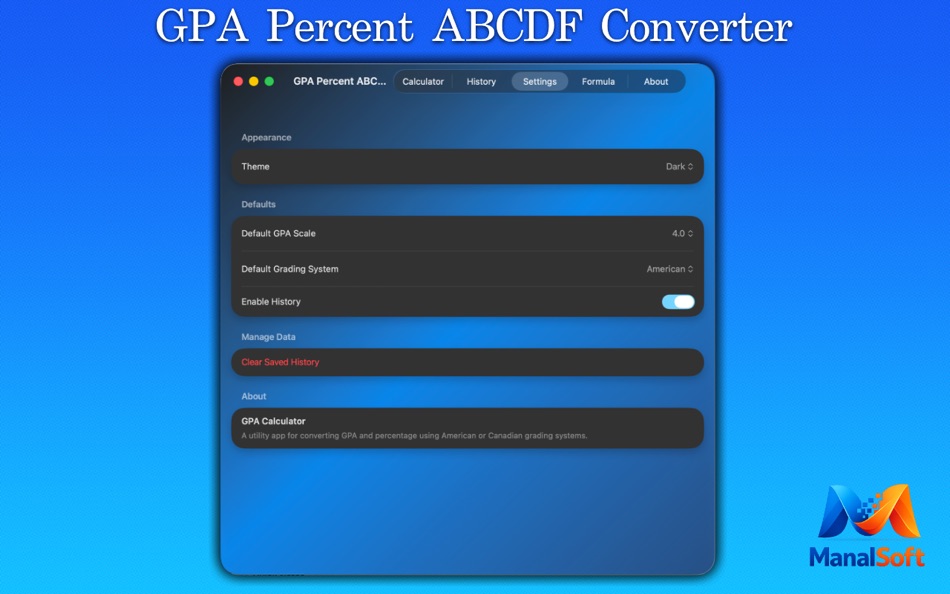 #6. GPA Percent ABCDF (macOS) By: ManalSoft