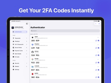 Authenticator & Passwords App iPad screenshot