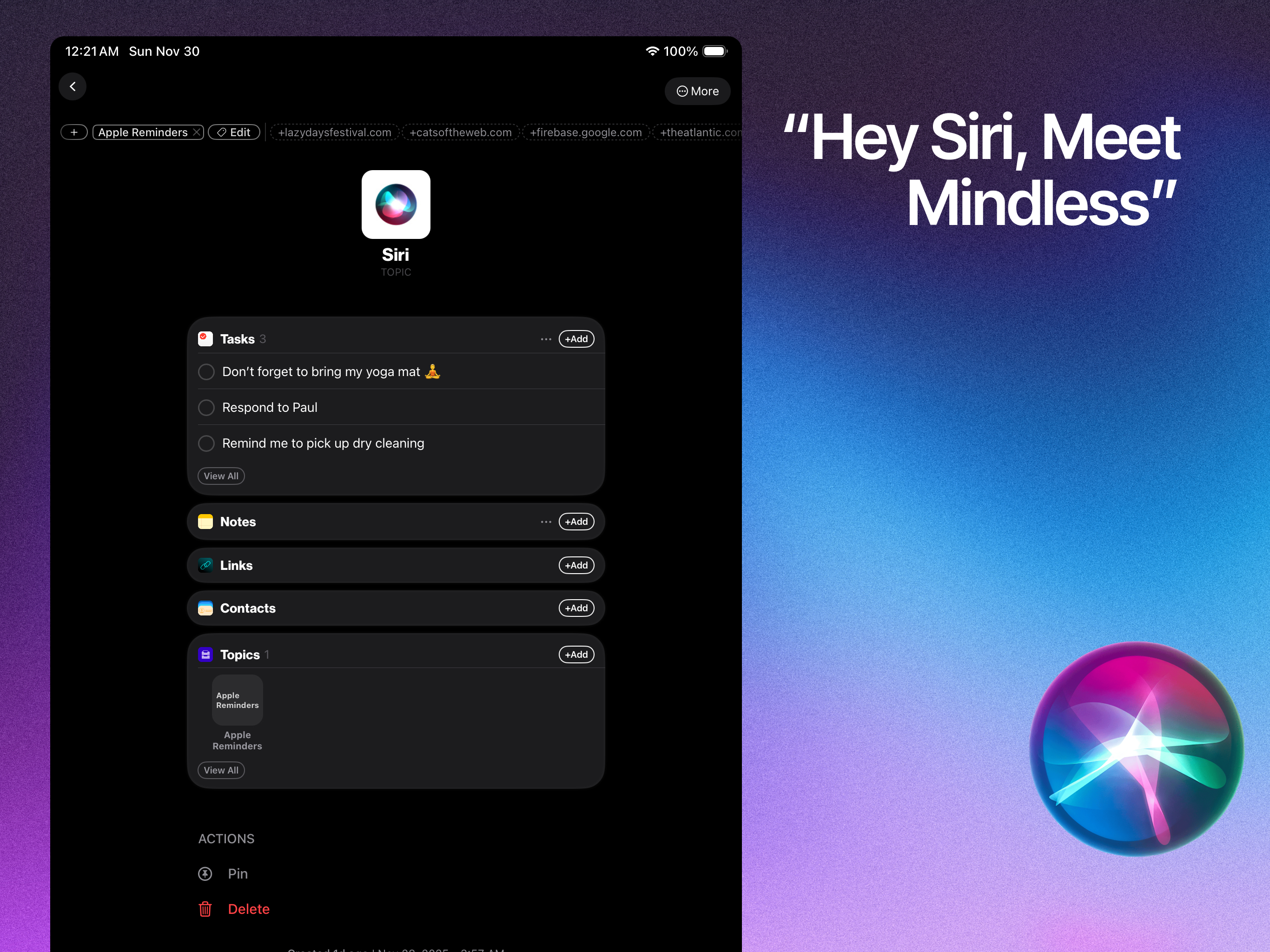 Mindless: Tasks & Bookmarks