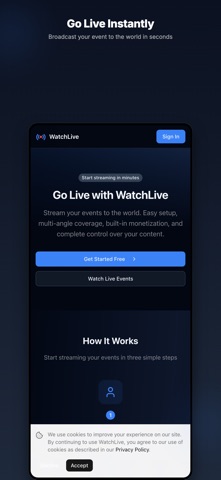 WatchLive.org iPhone screenshot