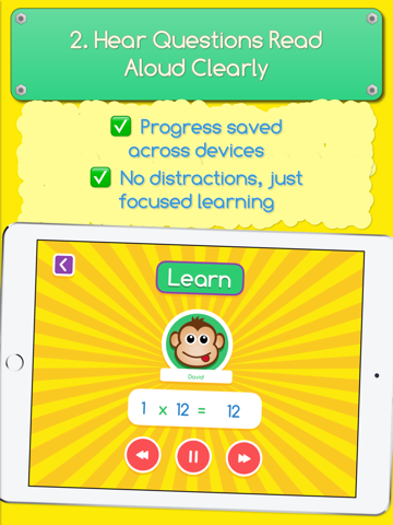 Speaking Times Tables for Kids iPad screenshot 2 - Education app