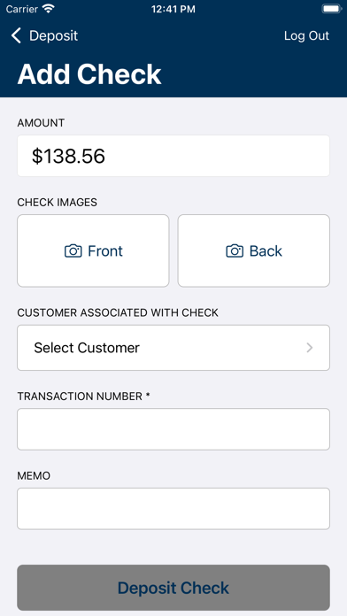 Highland Bank Business Deposit Screenshot