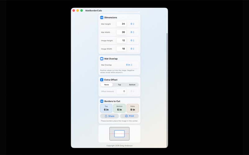 MatBorderCalc iPhone screenshot