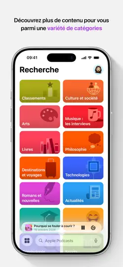 Capture d'écran de Apple Podcasts sur iPhone 3