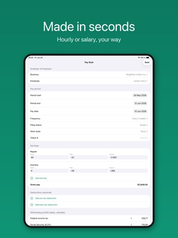 Paystub Maker: Payslip & Docs iPad screenshot