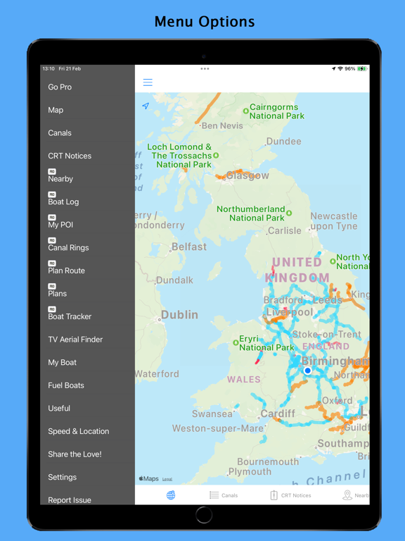 Canals.UK iPad screenshot 1 - Navigation app