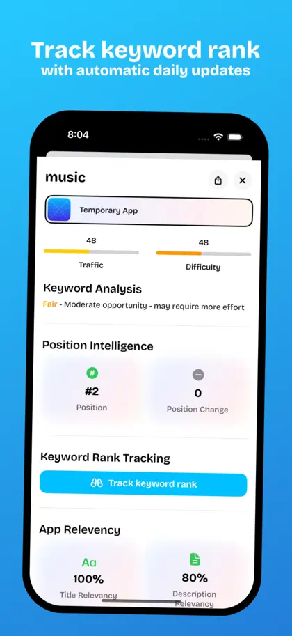 Capture d'écran 3 sur 6 de Radar App Keyword Optimization