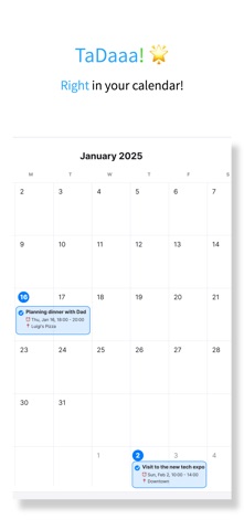 Text 2 Calendar iPhone screenshot