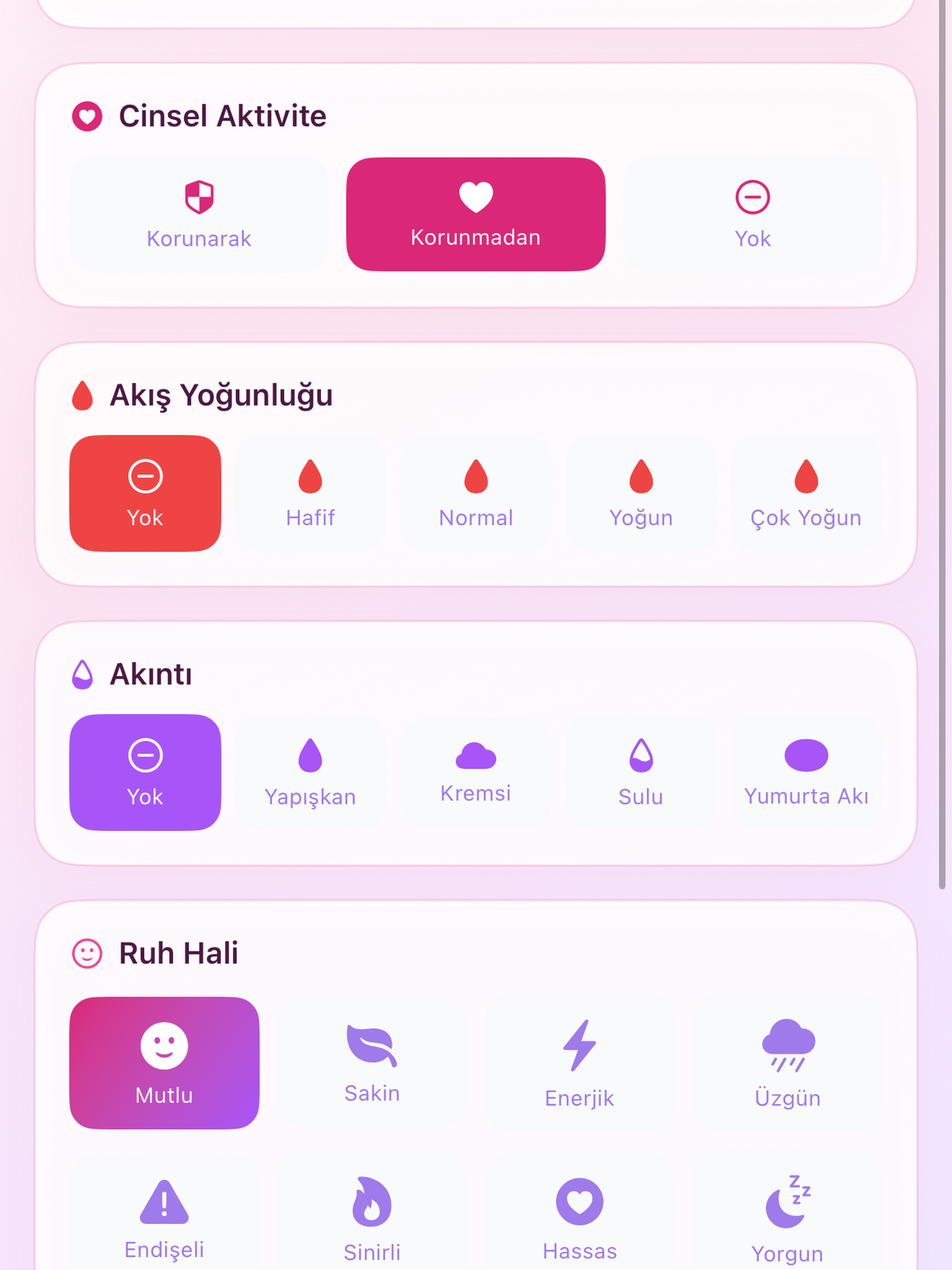 Çiçek: Adet Takibi