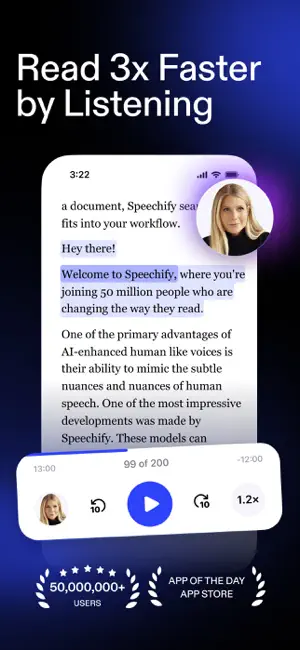 Speechify – Text to Speech PDF iPhone screenshot 1