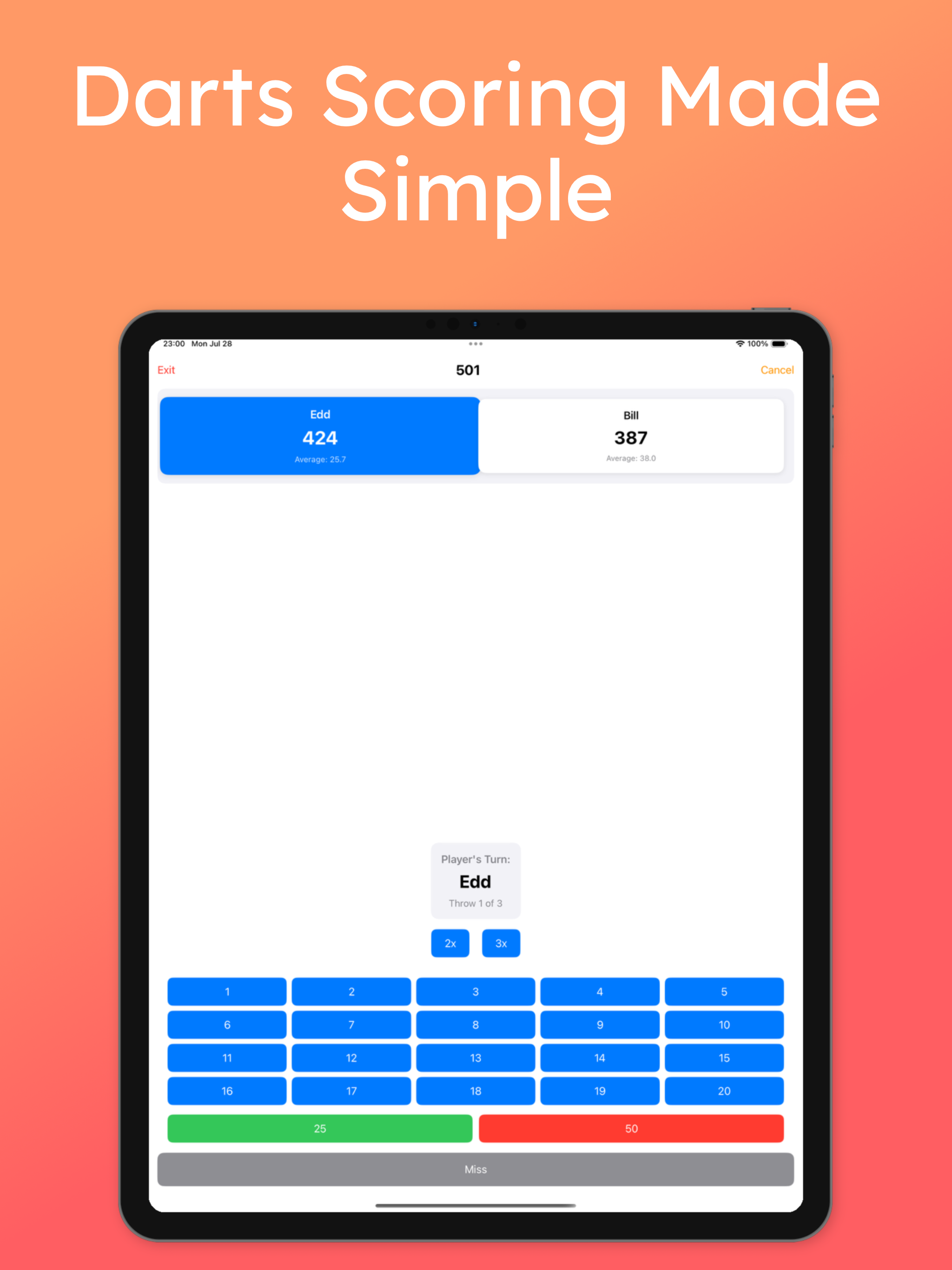 Darts Score Tracker & Counter