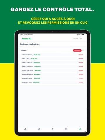 Recolt'IQ iPad screenshot