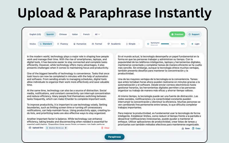 Paraphrase Tool : AI Rewriter iPhone screenshot