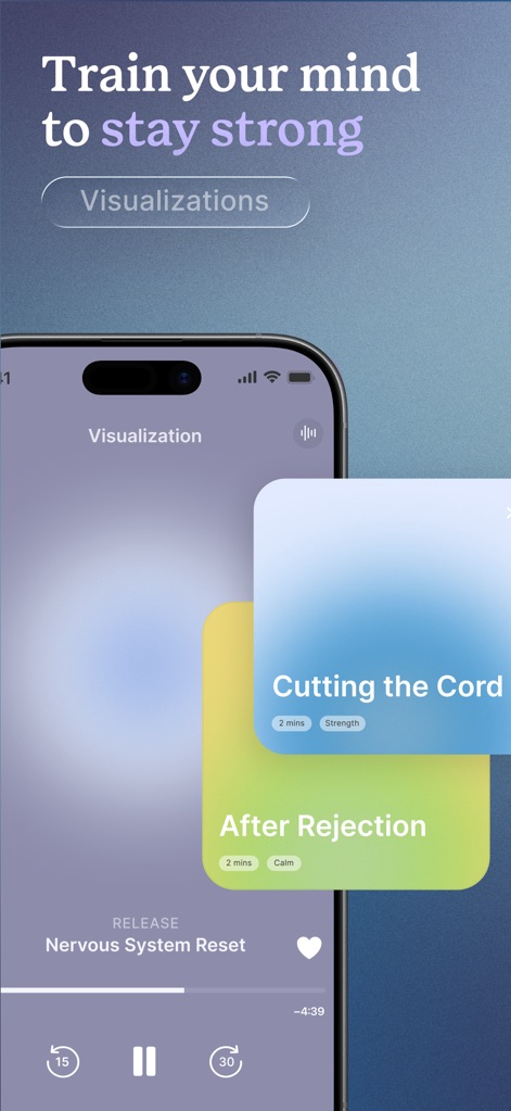 No Contact Tracker Pro - Experience the "Visualizations" module, presenting guided audio sessions such as "Cutting the Cord" and "After Rejection" to strengthen mental resilience.