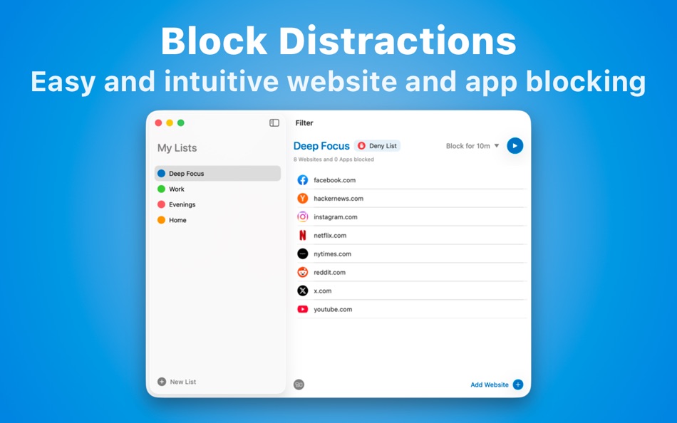 #1. Website & App Blocker - Filter (macOS) De: Meaningful Things GmbH & Co. KG