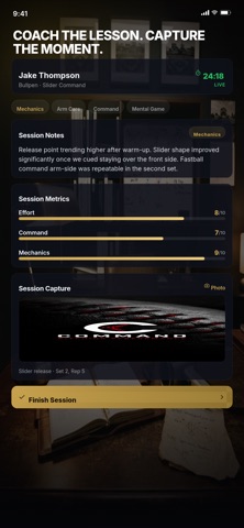Command Pitching app screenshot