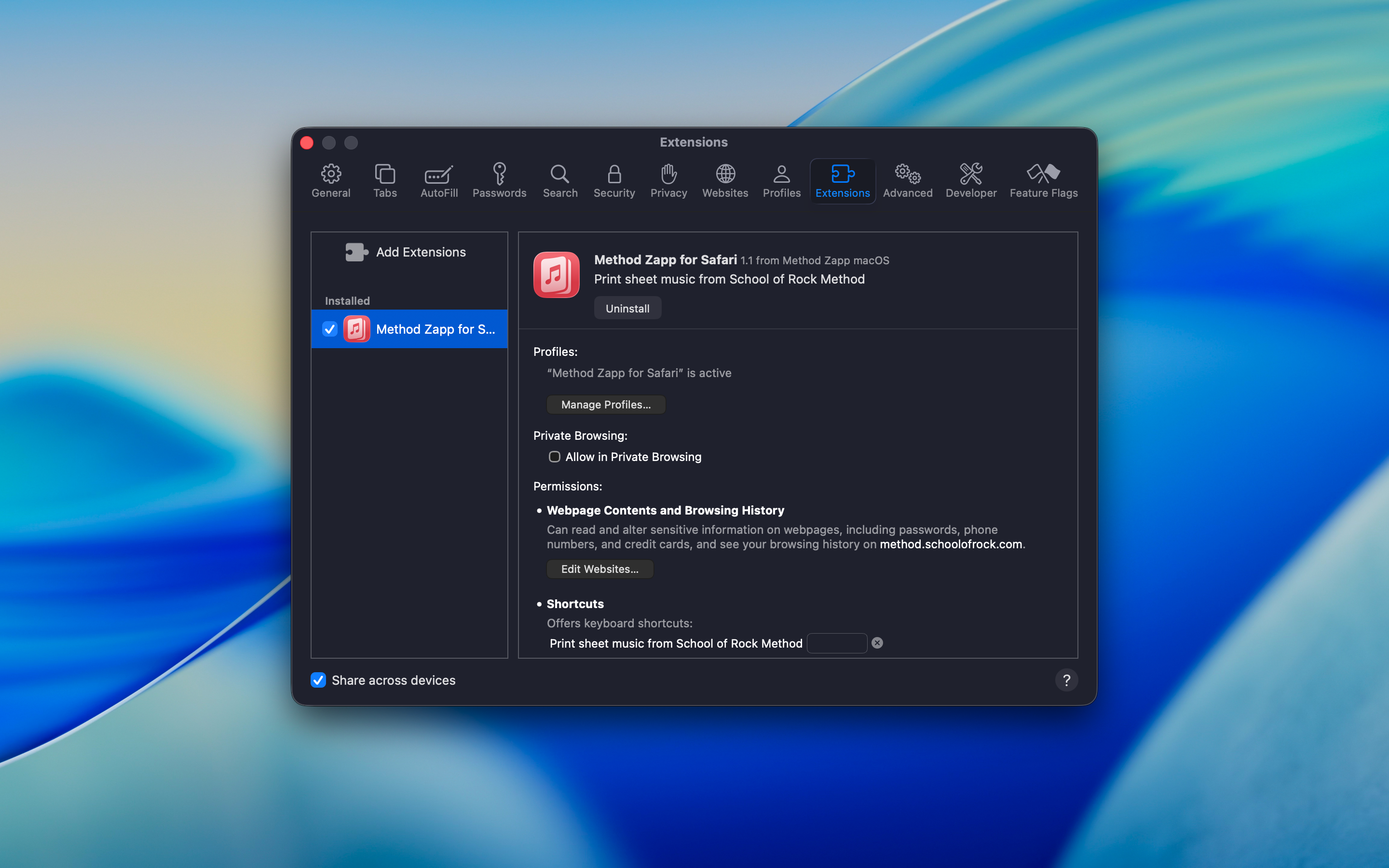 Method Zapp for Safari