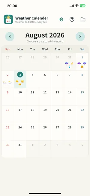 Weather Calendar Journal screenshot 1