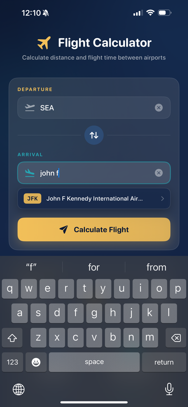 Flight Distances Calculator screenshot 1