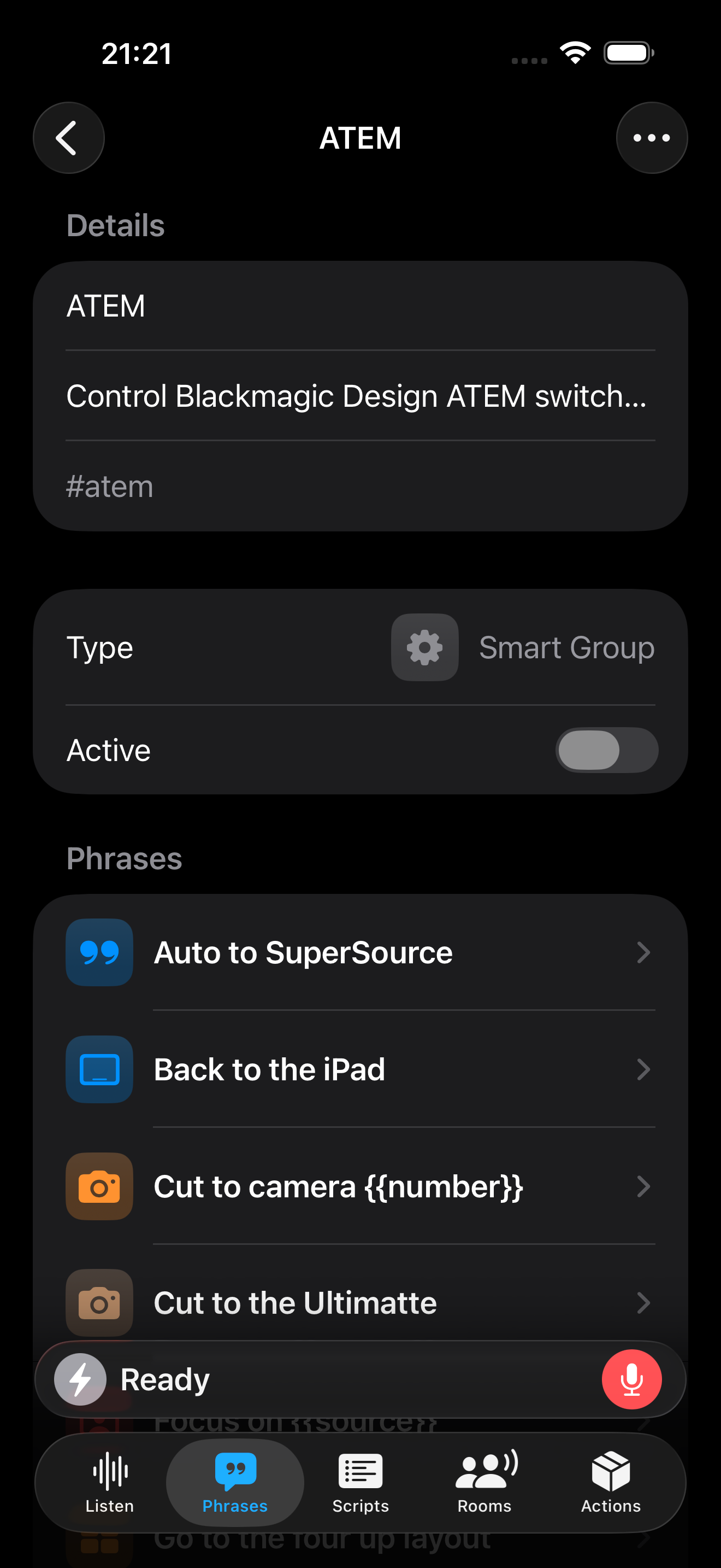 Action Phrase - Voice Control