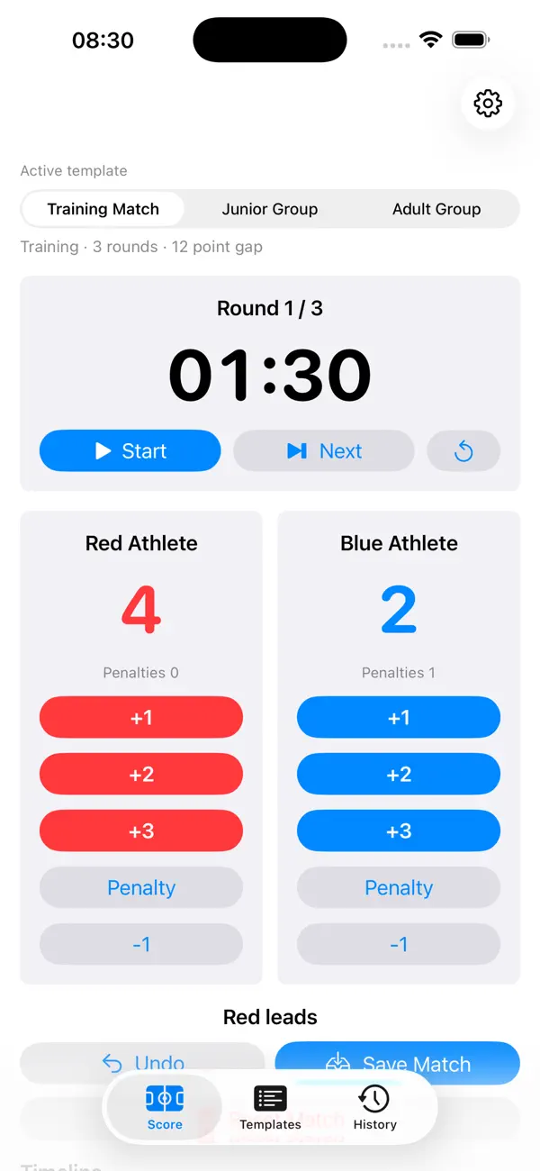 Screenshot #2 pour Score Taekwondo Timer2026