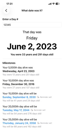 Days Alive Calculator Screenshot 5 of 7