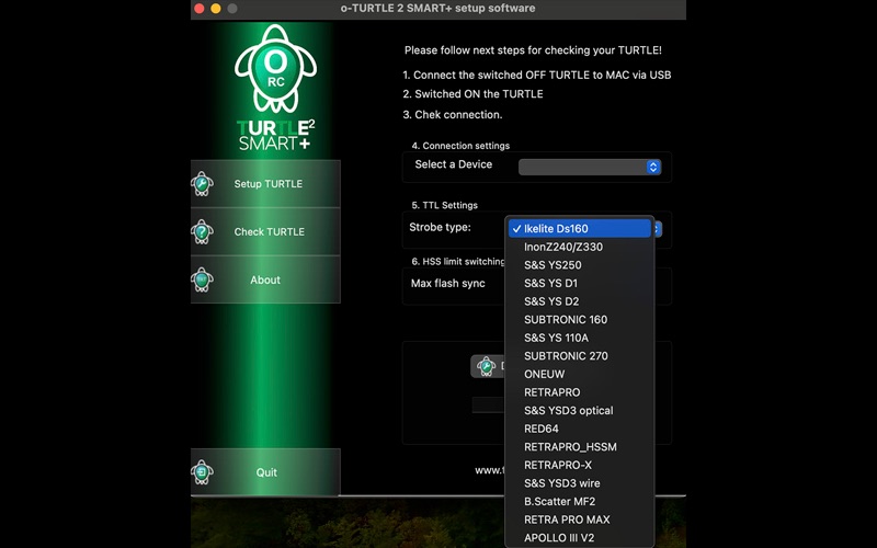 o-TURTLE 2 SMART+ setup app screenshot