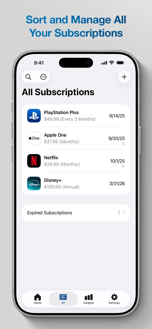 Screenshot #2 pour Subscriptions: Manage Subs