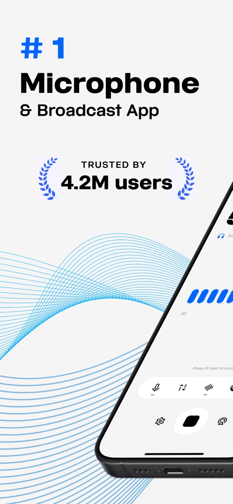 Microphone Live - Explore the app's clean user interface and the intuitive navigation bar, trusted by over 4.2 million users for its performance.