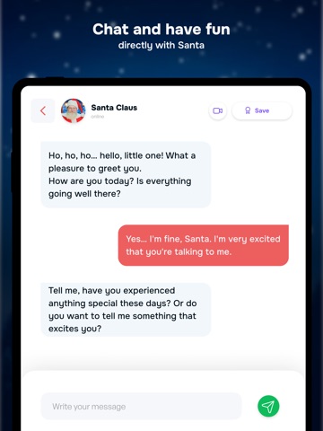 Chat Message to Santa in Xmas iPad screenshot