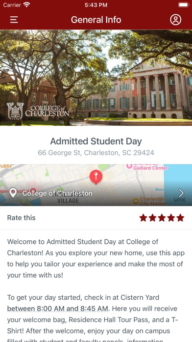 College of Charleston Events Screenshot