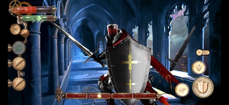 The Apocalypse Sacrifice - Affrontez des adversaires imposants tels que des chevaliers en armure lourde et utilisez des compétences de combat précises pour surmonter les défis stratégiques affichés par l'interface.