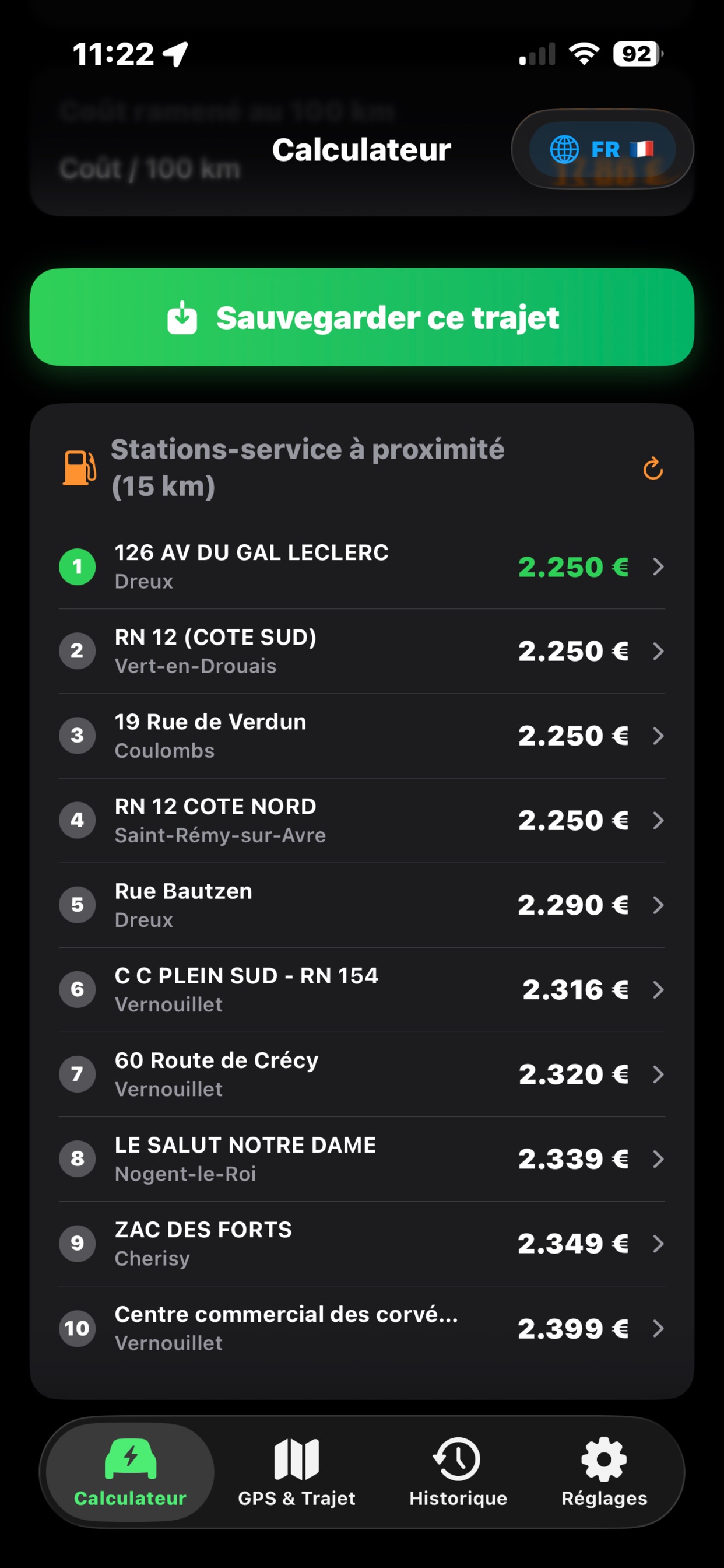 Screenshot 2 of Coût Trajet TH