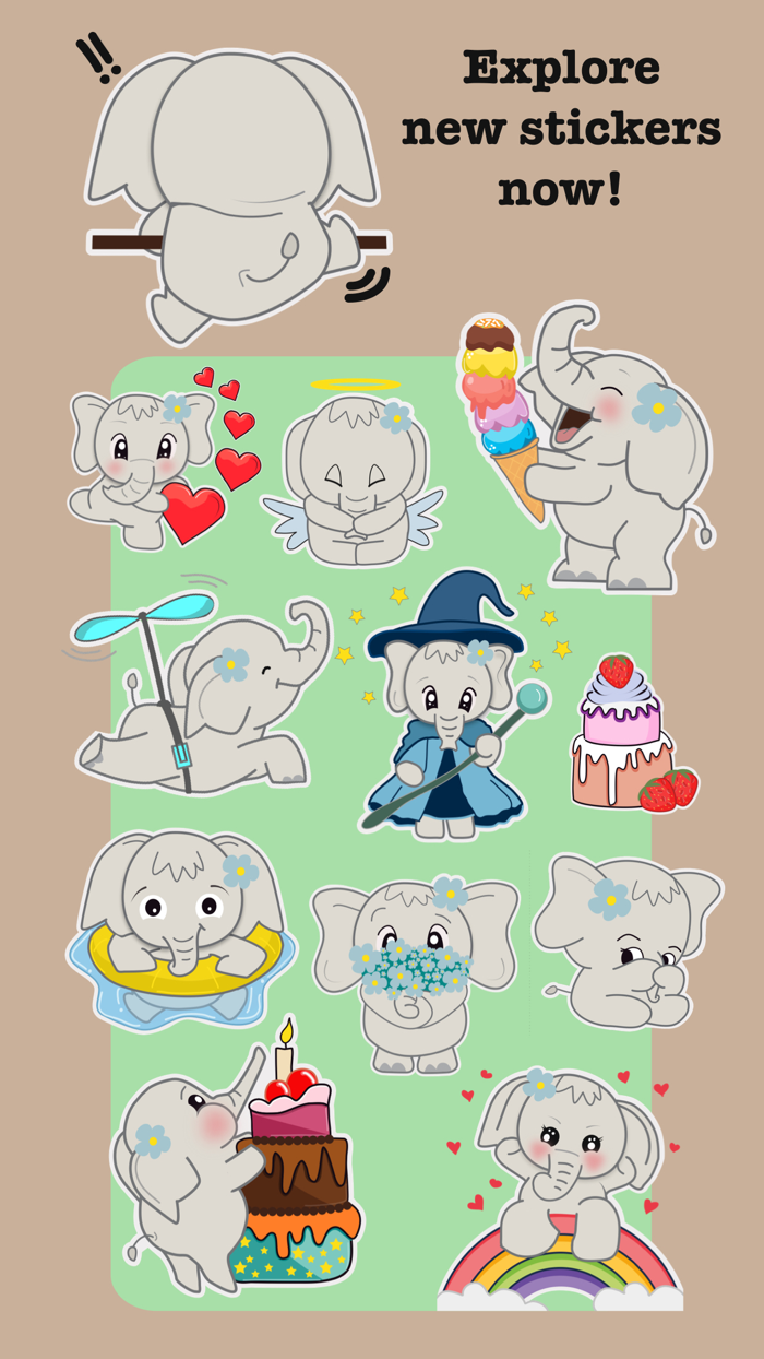Cute Elephant Stickers - Kiana