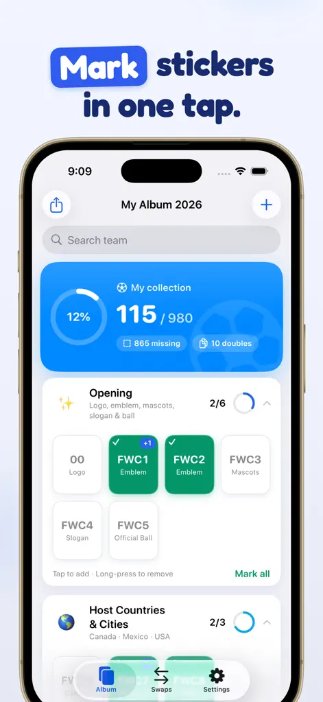 Figuritas - Sticker Tracker - Sports App | MWM
